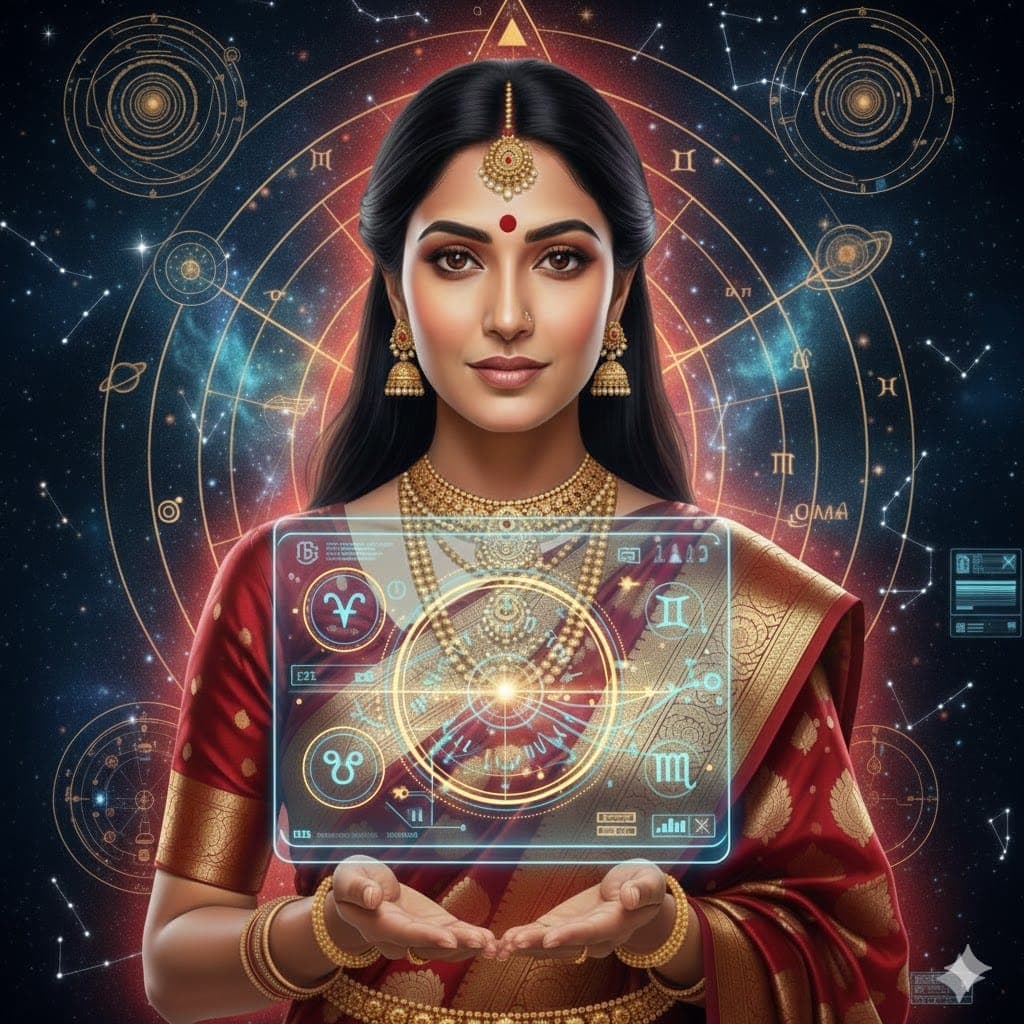 Ancient Vedic Sage with Cosmic Aura